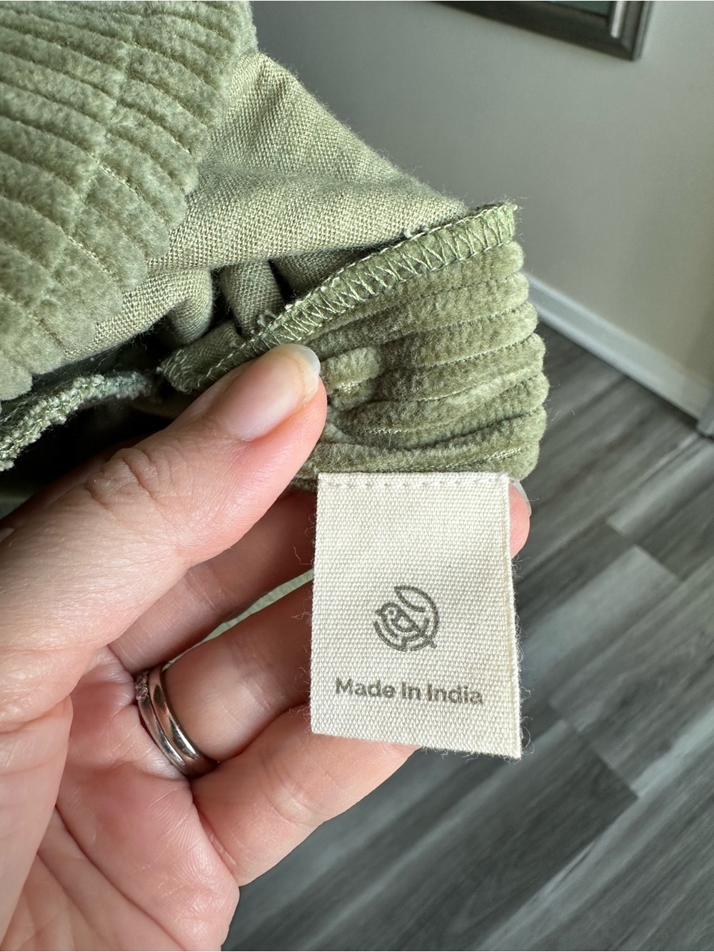 NWT SeamsFriendly Sage Green Square-Neck Cotton Mini Shift Dress Corduroy Sz 38R - Picture 12 of 14